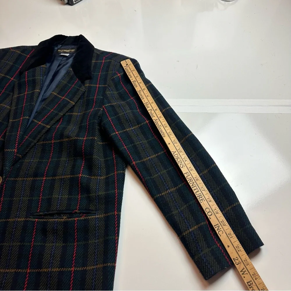 Requirements Navy Plaid Blazer with Black Collar